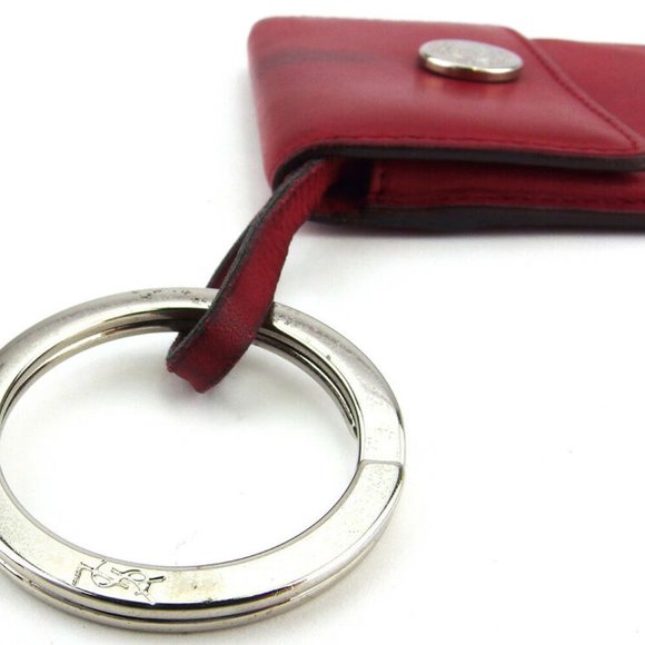 Auth SAINT LAURENT key case logo button Leather - Picture 3 of 9
